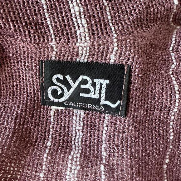 Vintage Womens Romper Small Mauve Stripes Straight Leg Resort Wear Tropical - Picture 7 of 7